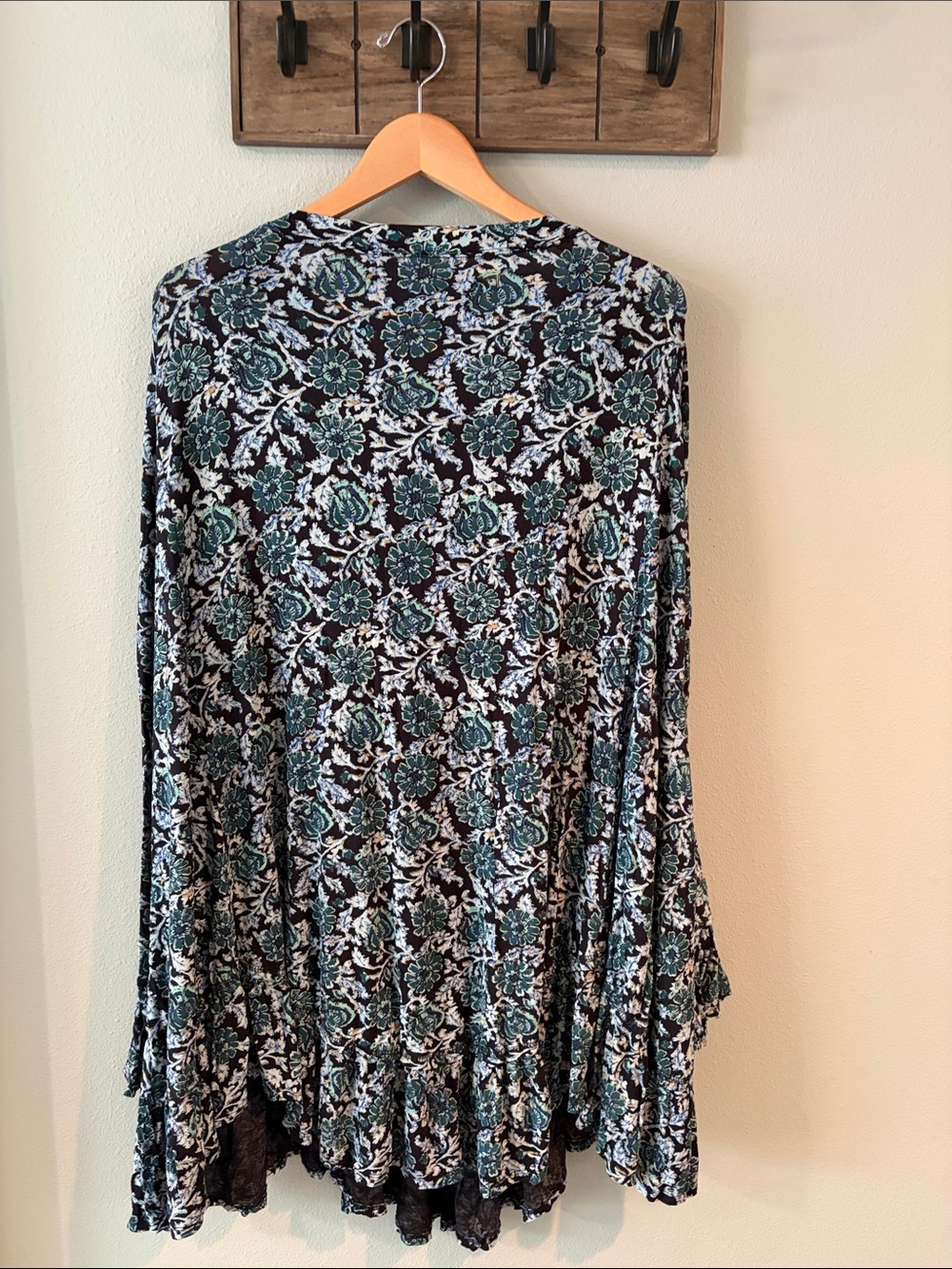 NWT Free People Olivia Deep Sea Combo Floral Ruffle Mini Dress in Navy size XL - Picture 10 of 10